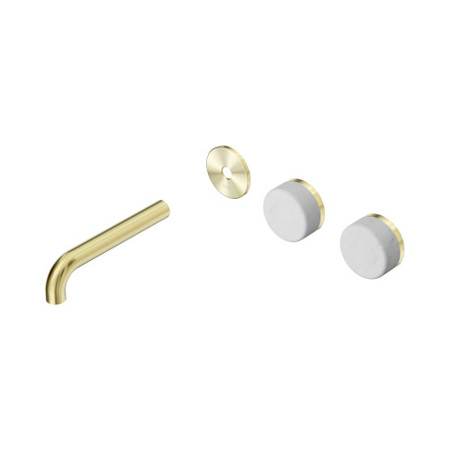 Serenity Wall Basin Set 160mm Offset Spout With Carrara Handle Trim Kit Only Brushed Gold