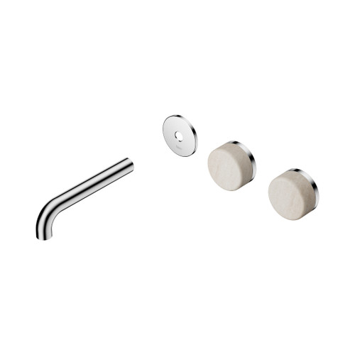 Serenity Wall Basin Set 160mm Offset Spout With Rome Travertine Handle Trim Kit Only Chrome