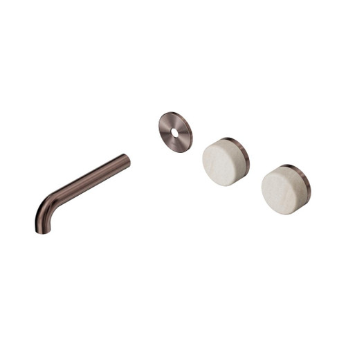 Serenity Wall Basin Set 160mm Offset Spout With Rome Travertine Handle Trim Kit Only Brushed Bronze