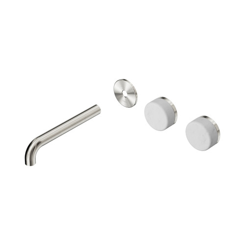 Serenity Wall Basin Set 185mm Offset Spout With Carrara Handle Trim Kit Only Brushed Nickel