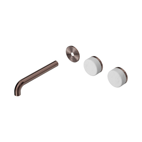 Serenity Wall Basin Set 185mm Offset Spout With Carrara Handle Trim Kit Only Brushed Bronze