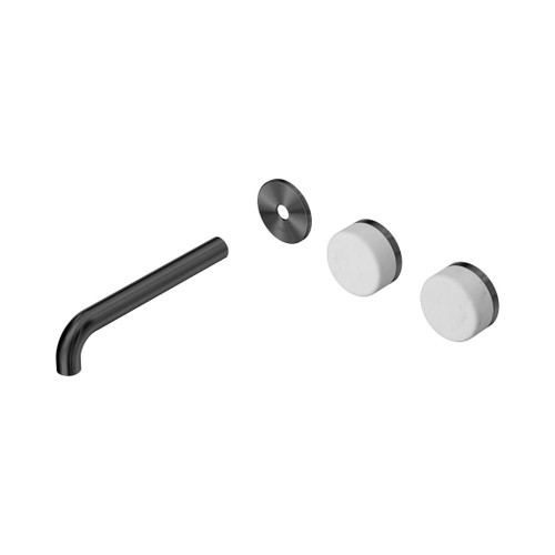 Serenity Wall Basin Set 185mm Offset Spout With Carrara Handle Trim Kit Only Gun Metal