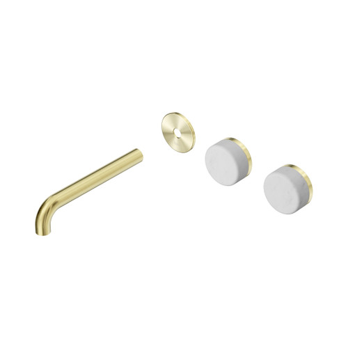 Serenity Wall Basin Set 185mm Offset Spout With Carrara Handle Trim Kit Only Brushed Gold