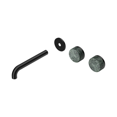 Serenity Wall Basin Set 185mm Offset Spout With Verde Alpi Handle Trim Kit Only Matte Black