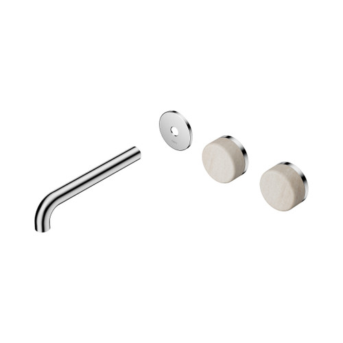 Serenity Wall Basin Set 185mm Offset Spout With Rome Travertine Handle Trim Kit Only Chrome