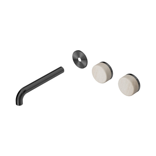 Serenity Wall Basin Set 185mm Offset Spout With Rome Travertine Handle Trim Kit Only Gun Metal