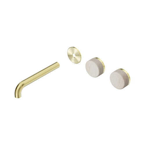 Serenity Wall Basin Set 185mm Offset Spout With Rome Travertine Handle Trim Kit Only Brushed Gold