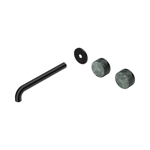 Serenity Wall Basin Set 220mm Offset Spout With Verde Alpi Handle Trim Kit Only Matte Black