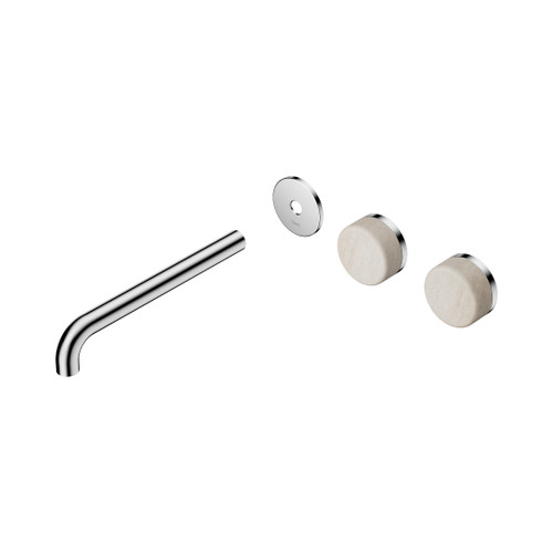 Serenity Wall Basin Set 220mm Offset Spout With Rome Travertine Handle Trim Kit Only Chrome