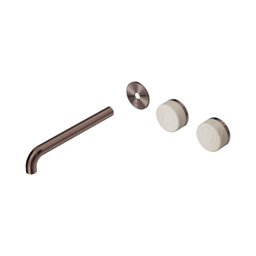 Serenity Wall Basin Set 220mm Offset Spout With Rome Travertine Handle Trim Kit Only Brushed Bronze