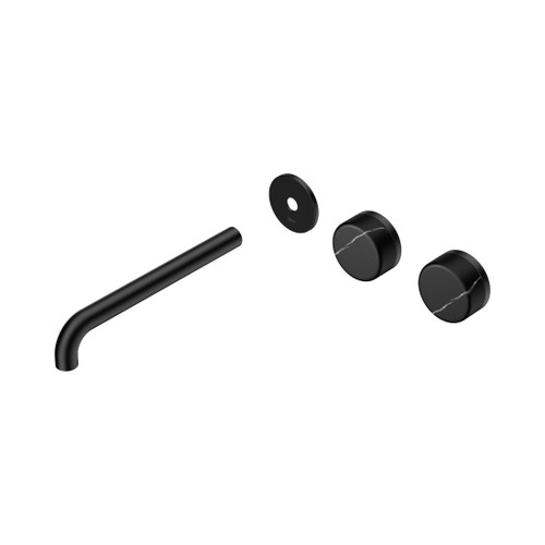 Serenity Wall Basin Set 220mm Offset Spout With Marquina Black Handle Trim Kit Only Matte Black