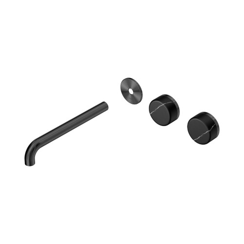 Serenity Wall Basin Set 220mm Offset Spout With Marquina Black Handle Trim Kit Only Gun Metal