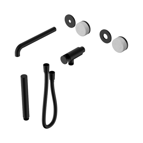 Serenity Progressive Shower System With Spout With Carrara Handle And Slim Shower Trim Kit Only Matte Black