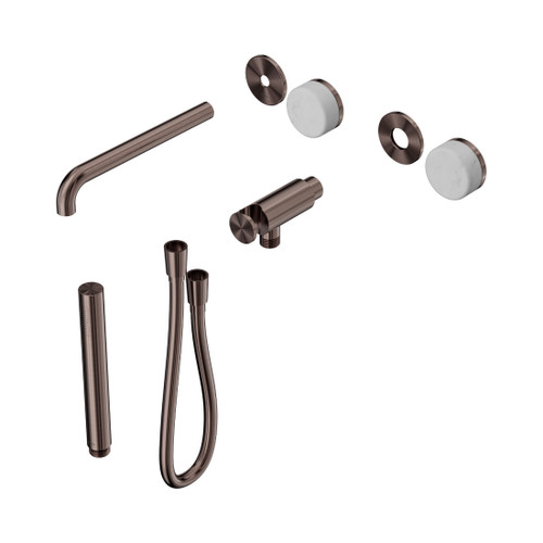 Serenity Progressive Shower System With Spout With Carrara Handle And Slim Shower Trim Kit Only Brushed Bronze