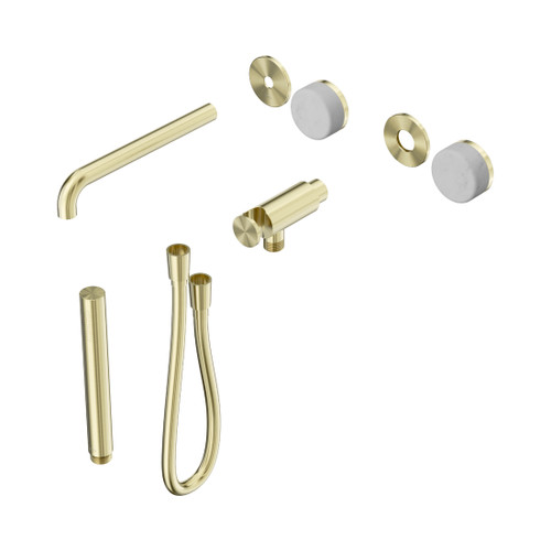 Serenity Progressive Shower System With Spout With Carrara Handle And Slim Shower Trim Kit Only Brushed Gold