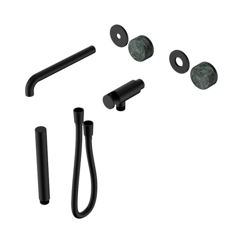 Serenity Progressive Shower System With Spout With Verde Alpi Handle And Slim Shower Trim Kit Only Matte Black