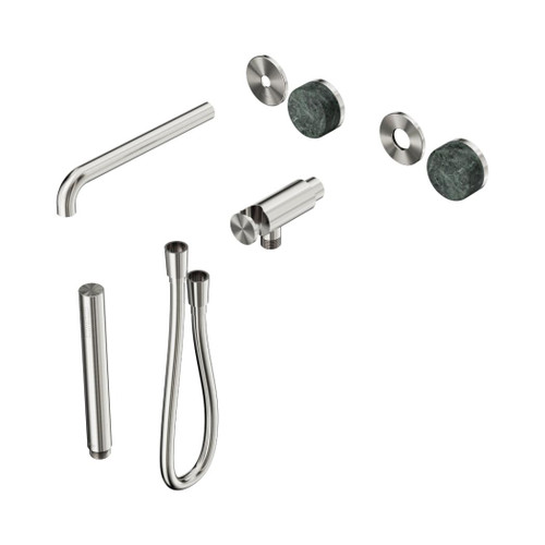 Serenity Progressive Shower System With Spout With Verde Alpi Handle And Slim Shower Trim Kit Only Brushed Nickel