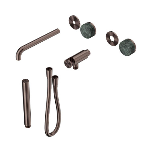 Serenity Progressive Shower System With Spout With Verde Alpi Handle And Slim Shower Trim Kit Only Brushed Bronze