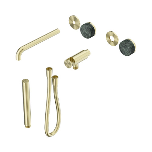 Serenity Progressive Shower System With Spout With Verde Alpi Handle And Slim Shower Trim Kit Only Brushed Gold