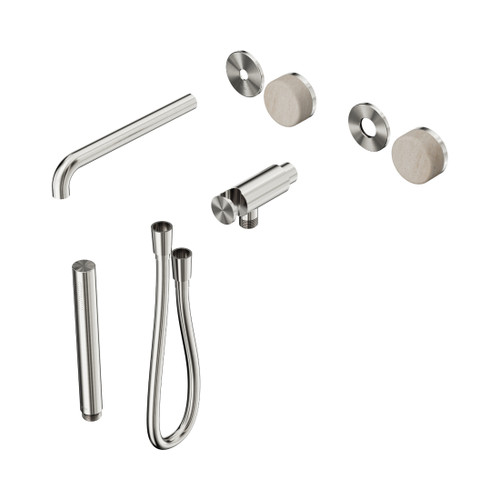 Serenity Progressive Shower System With Spout With Rome Travertine Handle And Slim Shower Trim Kit Only Brushed Nickel