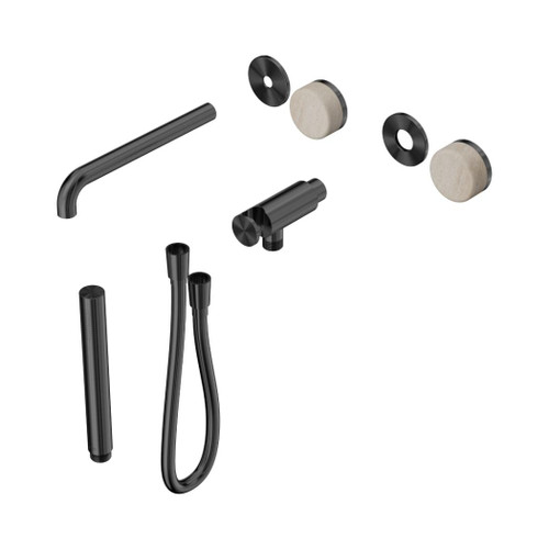 Serenity Progressive Shower System With Spout With Rome Travertine Handle And Slim Shower Trim Kit Only Gun Metal