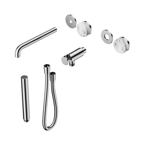 Serenity Progressive Shower System With Spout With Arabescato Corchia Handle And Slim Shower Trim Kit Only Chrome
