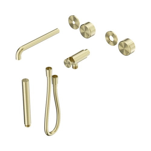 Serenity Progressive Shower System With Spout With Metal Handle And Slim Shower Trim Kit Only Brushed Gold