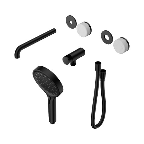 Serenity Progressive Shower System With Spout With Carrara Handle And Hand Shower Trim Kit Only Matte Black