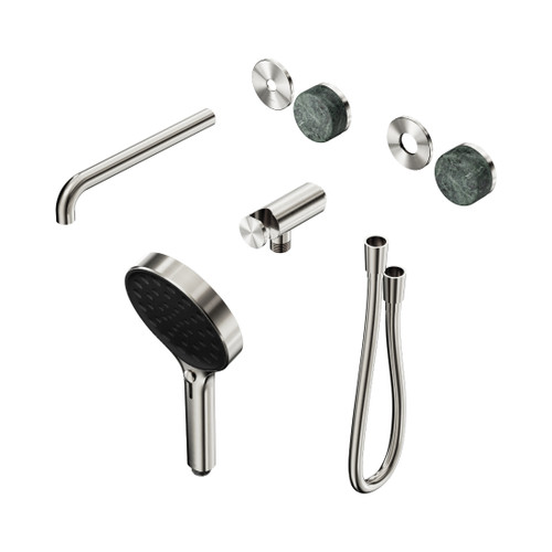 Serenity Progressive Shower System With Spout With Verde Alpi Handle And Hand Shower Trim Kit Only Brushed Nickel