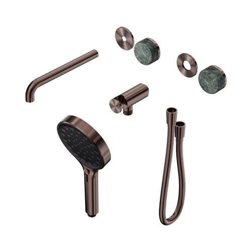 Serenity Progressive Shower System With Spout With Verde Alpi Handle And Hand Shower Trim Kit Only Brushed Bronze