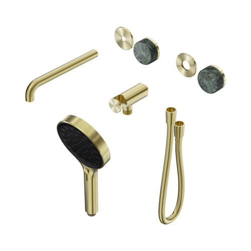 Serenity Progressive Shower System With Spout With Verde Alpi Handle And Hand Shower Trim Kit Only Brushed Gold
