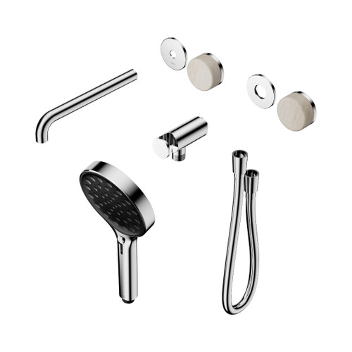 Serenity Progressive Shower System With Spout With Rome Travertine Handle And Hand Shower Trim Kit Only Chrome