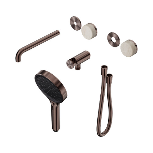 Serenity Progressive Shower System With Spout With Rome Travertine Handle And Hand Shower Trim Kit Only Brushed Bronze