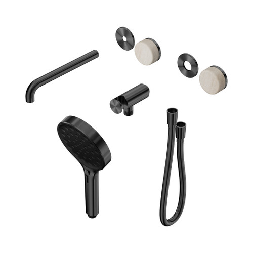 Serenity Progressive Shower System With Spout With Rome Travertine Handle And Hand Shower Trim Kit Only Gun Metal