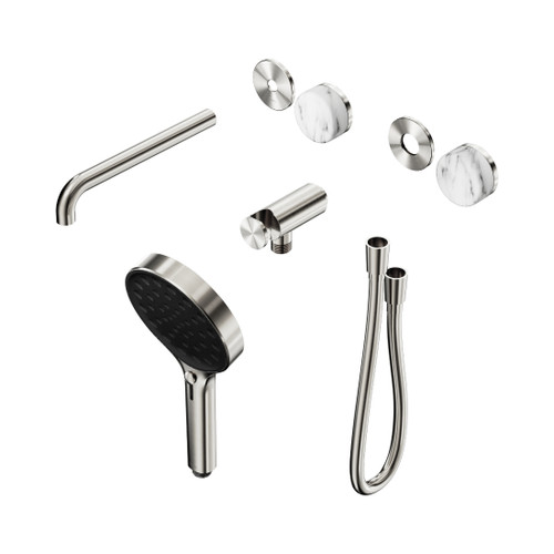 Serenity Progressive Shower System With Spout With Arabescato Corchia Handle And Hand Shower Trim Kit Only Brushed Nickel