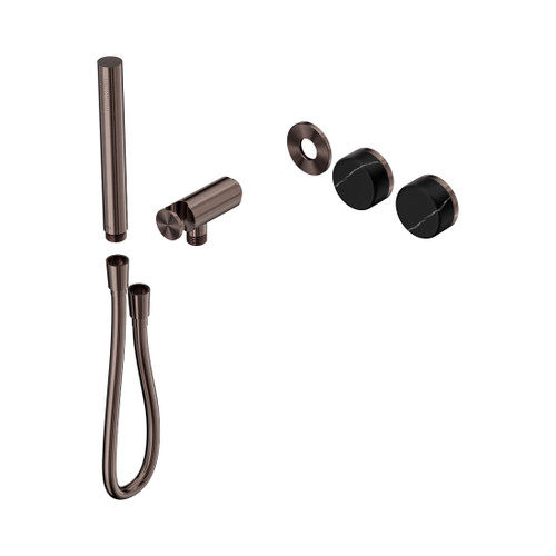 Serenity Progressive Shower System With Marquina Black Handle And Slim Shower Trim Kit Only Brushed Bronze