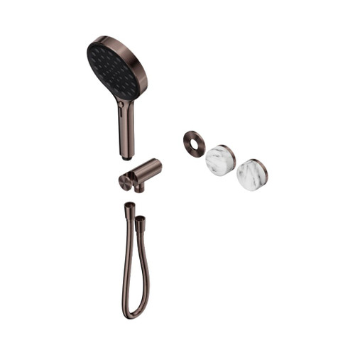 Serenity Progressive Shower System With Arabescato Corchia Handle And Hand Shower Trim Kit Only Brushed Bronze