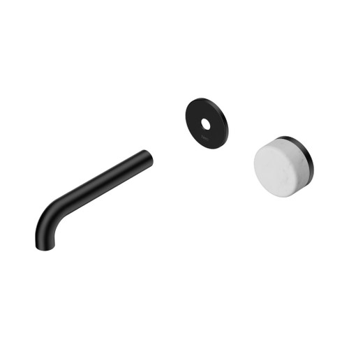 Serenity Progressive Wall Basin Mixer 160mm Spout With Carrara Handle Trim Kit Only Matte Black