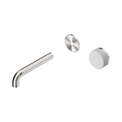 Serenity Progressive Wall Basin Mixer 160mm Spout With Carrara Handle Trim Kit Only Brushed Nickel