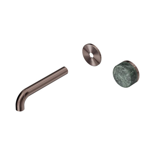 Serenity Progressive Wall Basin Mixer 160mm Spout With Verde Alpi Handle Trim Kit Only Brushed Bronze