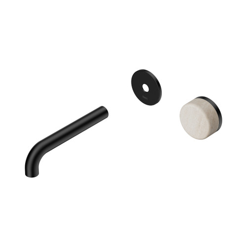 Serenity Progressive Wall Basin Mixer 160mm Spout With Rome Travertine Handle Trim Kit Only Matte Black