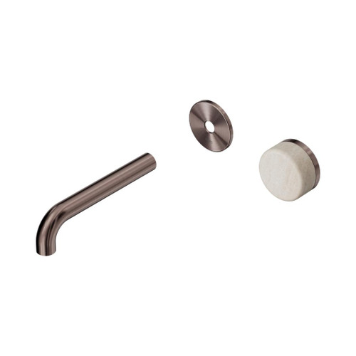 Serenity Progressive Wall Basin Mixer 160mm Spout With Rome Travertine Handle Trim Kit Only Brushed Bronze