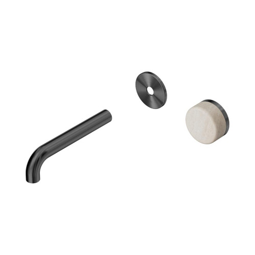 Serenity Progressive Wall Basin Mixer 160mm Spout With Rome Travertine Handle Trim Kit Only Gun Metal