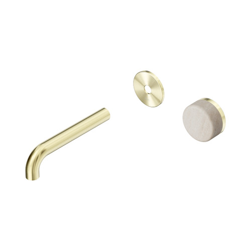 Serenity Progressive Wall Basin Mixer 160mm Spout With Rome Travertine Handle Trim Kit Only Brushed Gold