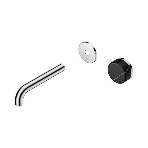 Serenity Progressive Wall Basin Mixer 160mm Spout With Marquina Black Handle Trim Kit Only Chrome