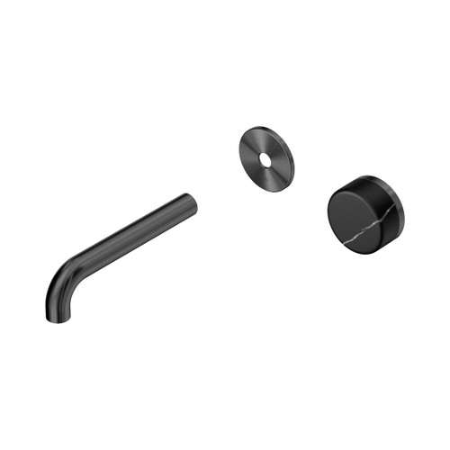 Serenity Progressive Wall Basin Mixer 160mm Spout With Marquina Black Handle Trim Kit Only Gun Metal