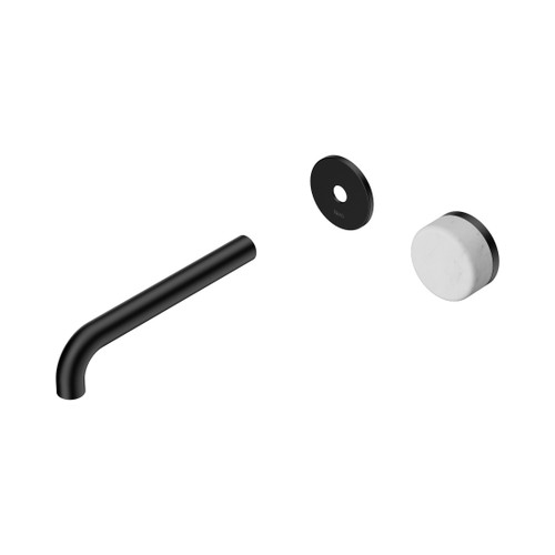 Serenity Progressive Wall Basin Mixer 185mm Spout With Carrara Handle Trim Kit Only Matte Black