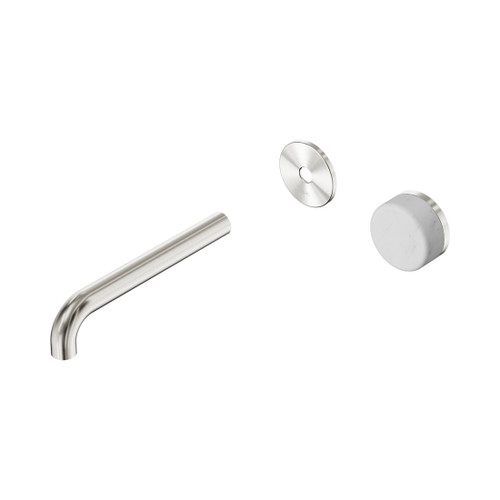 Serenity Progressive Wall Basin Mixer 185mm Spout With Carrara Handle Trim Kit Only Brushed Nickel