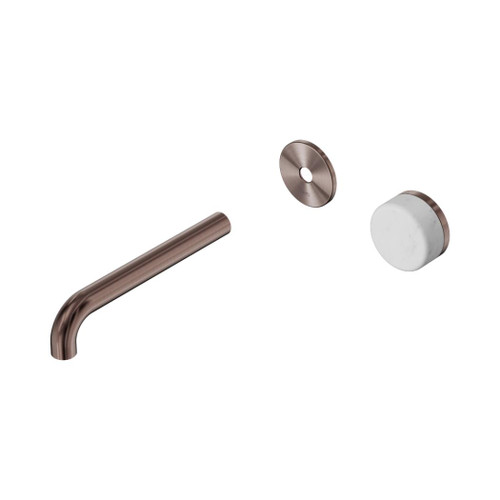 Serenity Progressive Wall Basin Mixer 185mm Spout With Carrara Handle Trim Kit Only Brushed Bronze