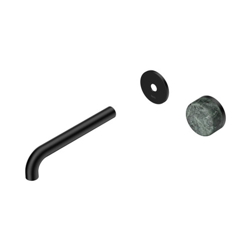 Serenity Progressive Wall Basin Mixer 185mm Spout With Verde Alpi Handle Trim Kit Only Matte Black